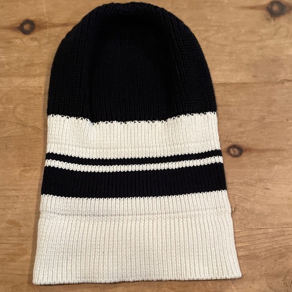 Zara Classic Blue white striped knit beanie nautical preppy casual M - Picture 4 of 5